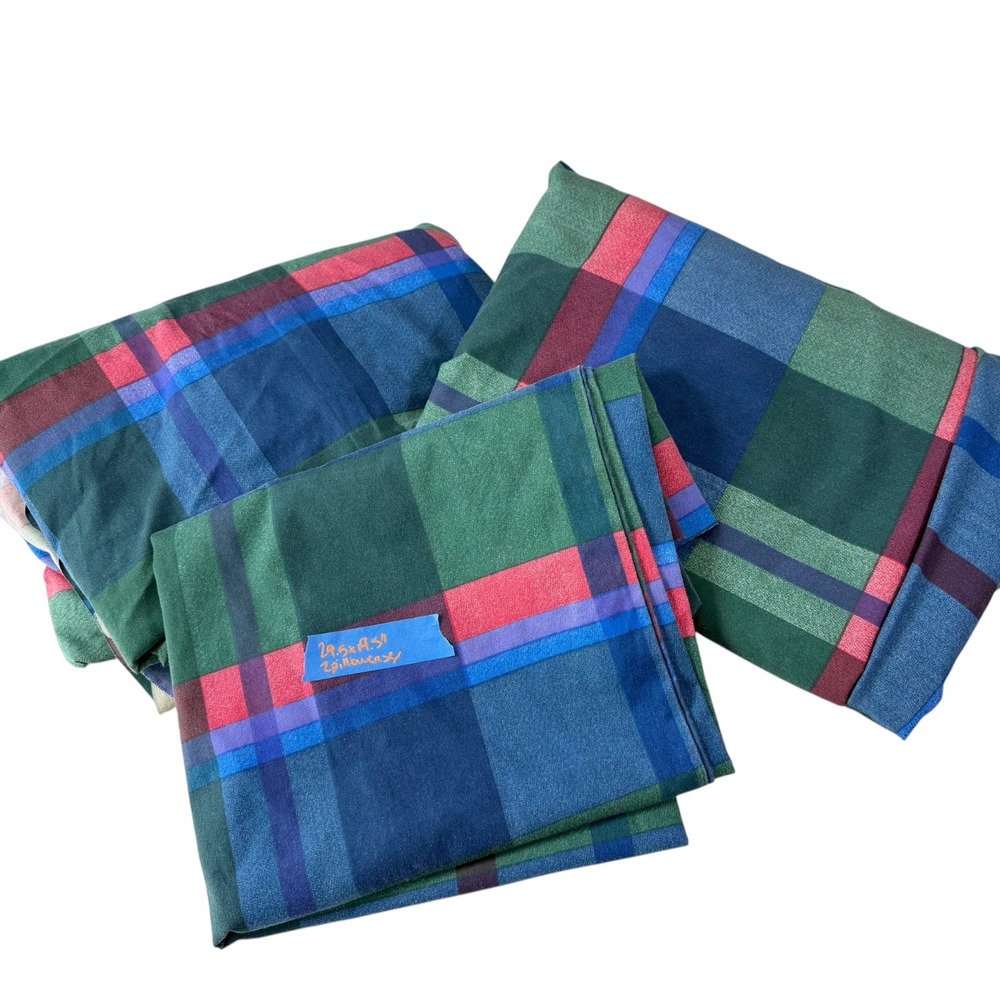 Dan River Queen Multicolor Plaid Sheet Set Percale Vintage Preppy Americana
